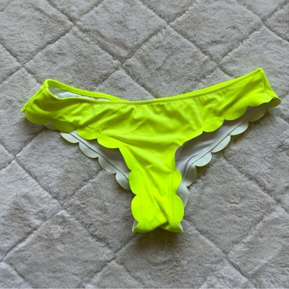 Victoria's Secret PINK | Neon Yellow Scalloped Edge Bikini Bottoms | Size Small - Picture 2 of 10